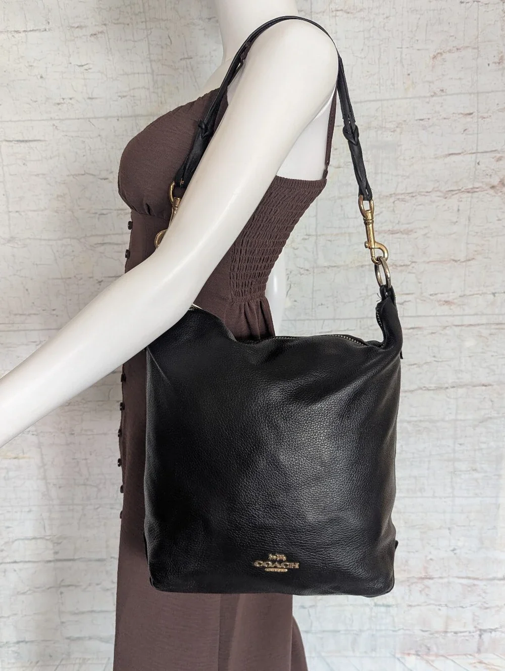 Coach Black Leather Hobo Bag